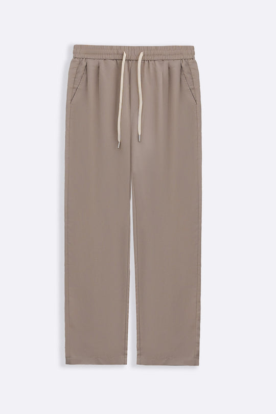 BEIGE TWILL FLOWY PANTS