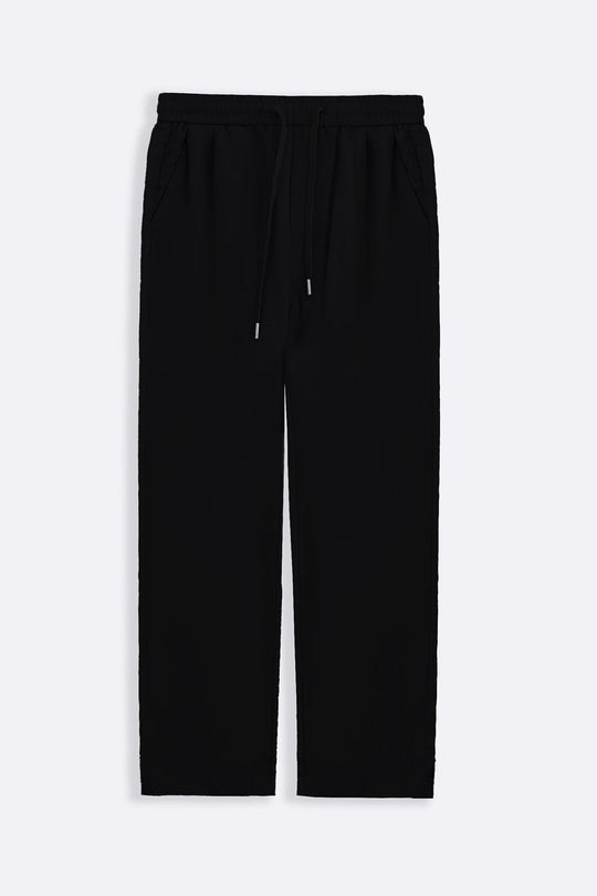 BLACK TWILL FLOWY PANTS