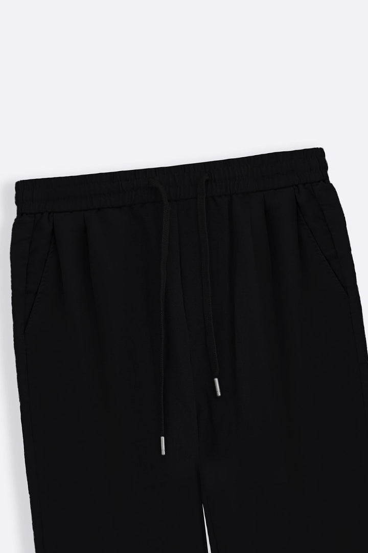 BLACK TWILL FLOWY PANTS