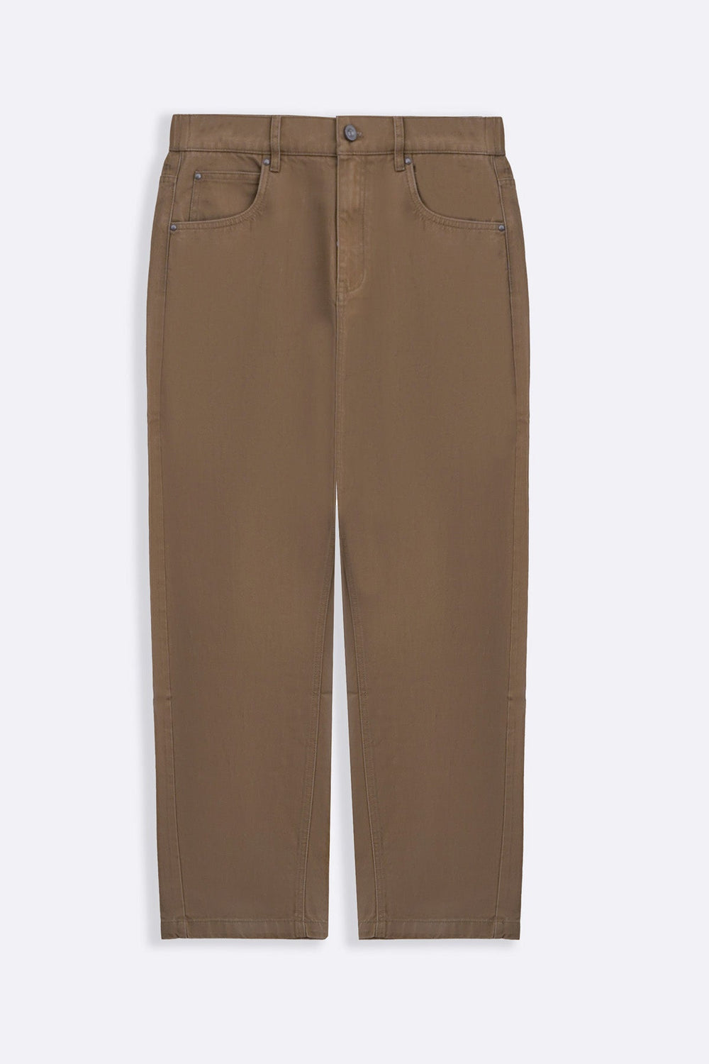KHAKI TWILL BARREL JEANS