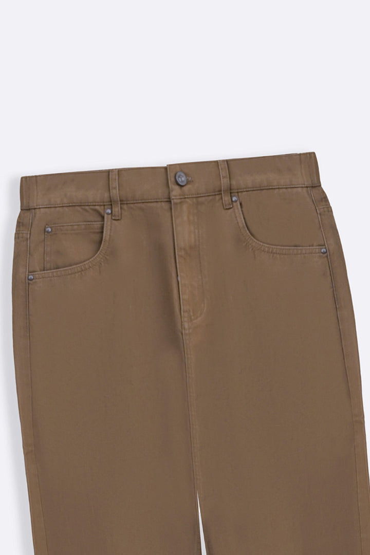 KHAKI TWILL BARREL JEANS