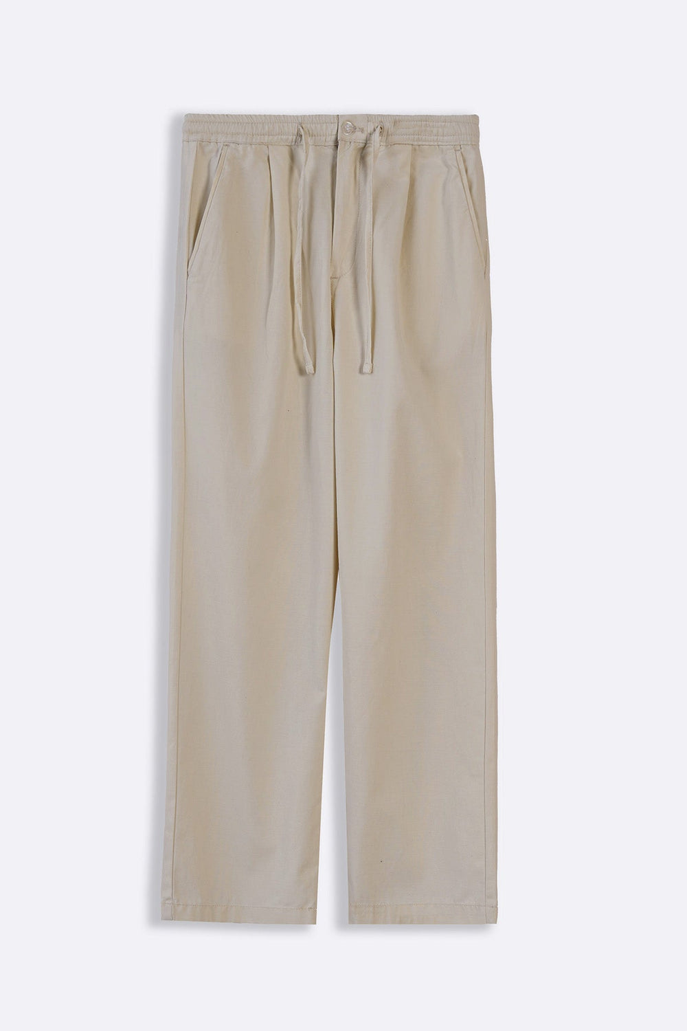 BEIGE EASY PLEATED PANTS