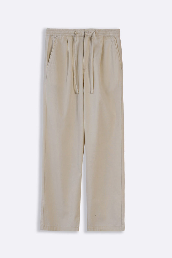 BEIGE EASY PLEATED PANTS