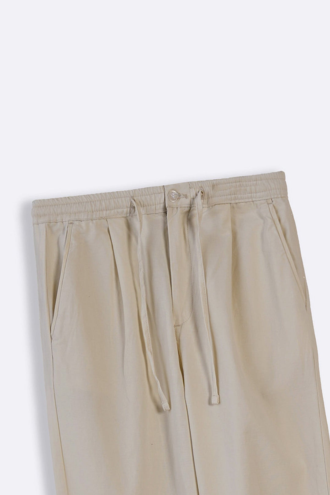 BEIGE EASY PLEATED PANTS