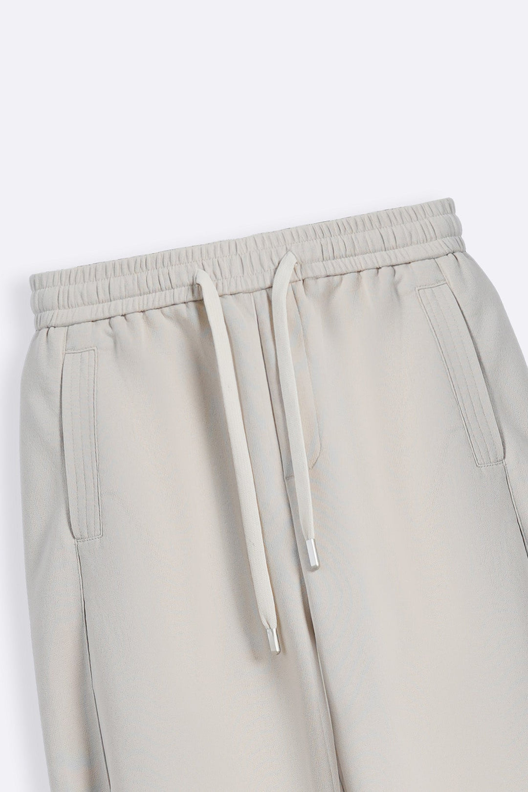 BEIGE-PANELLED BARREL PANTS