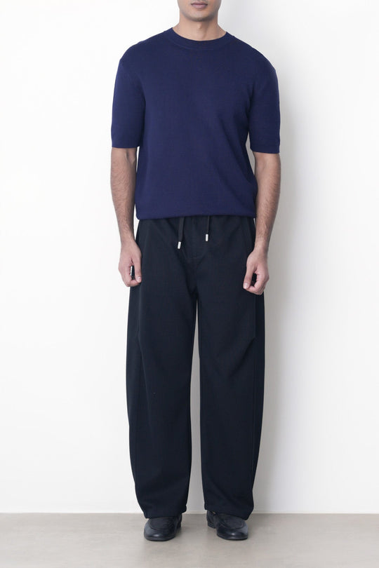 BLACK-PANELLED BARREL PANTS