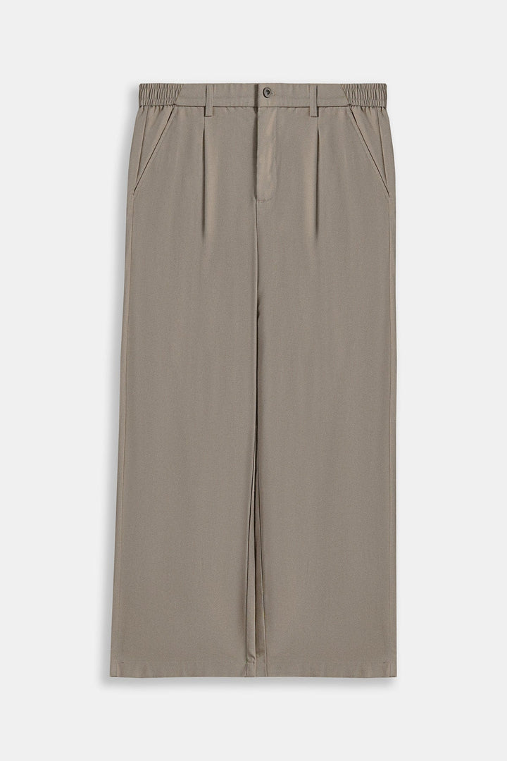 BEIGE RELAXED FIT PLEATED PANTS
