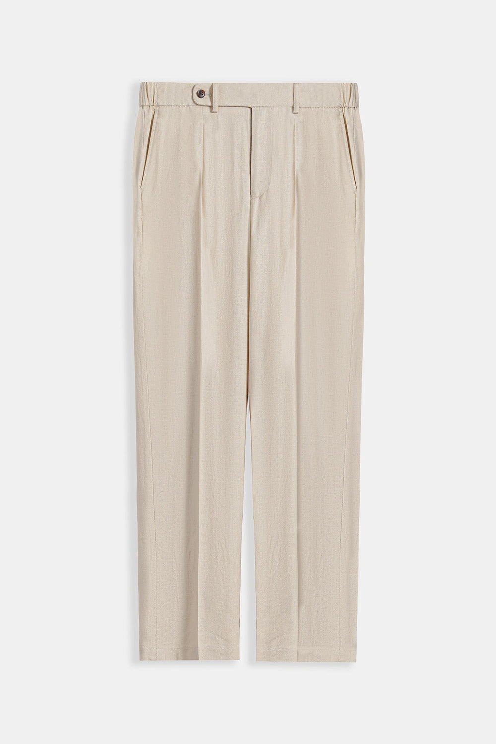 BEIGE TAILORED HERRINGBONE PANTS