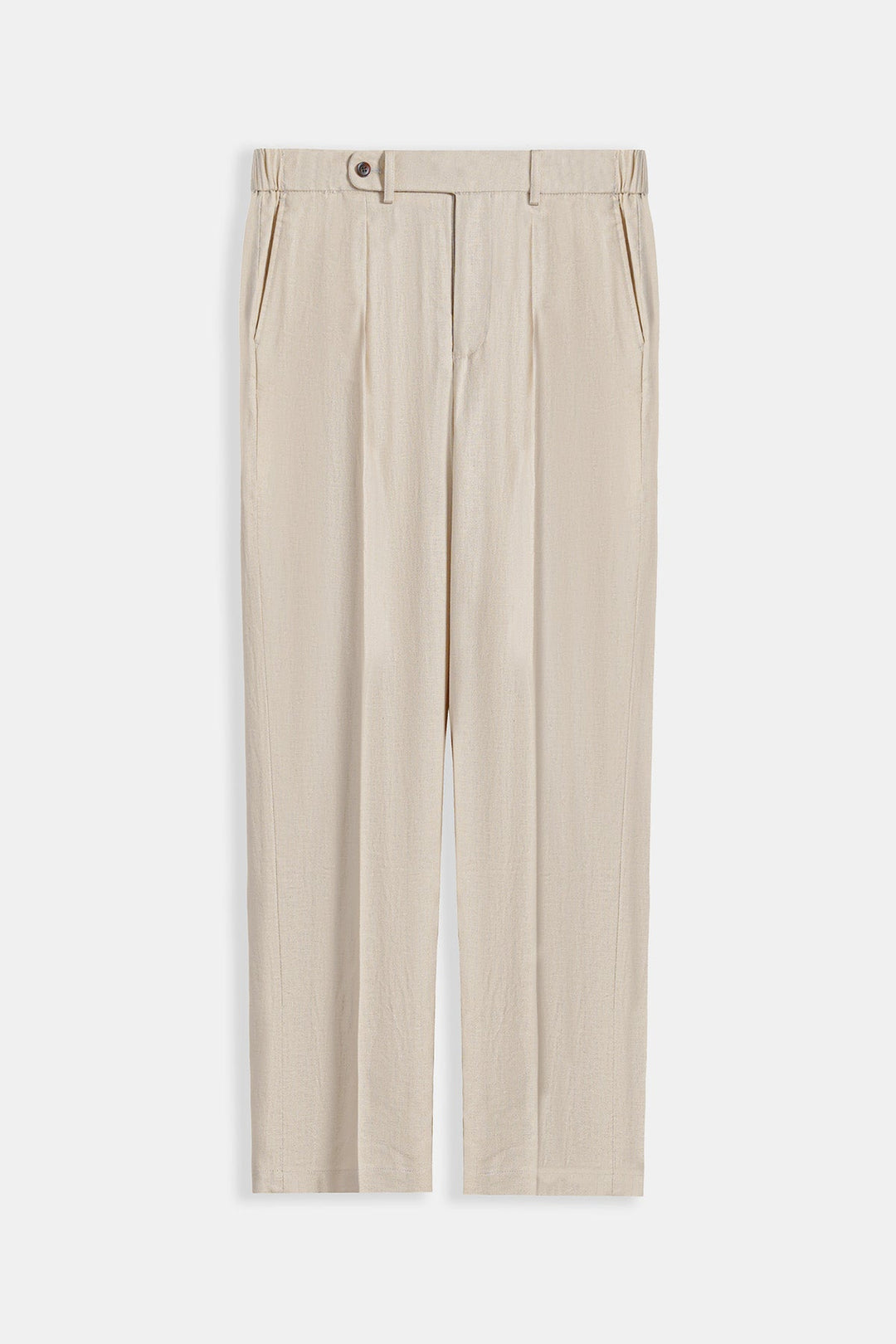 BEIGE TAILORED HERRINGBONE PANTS