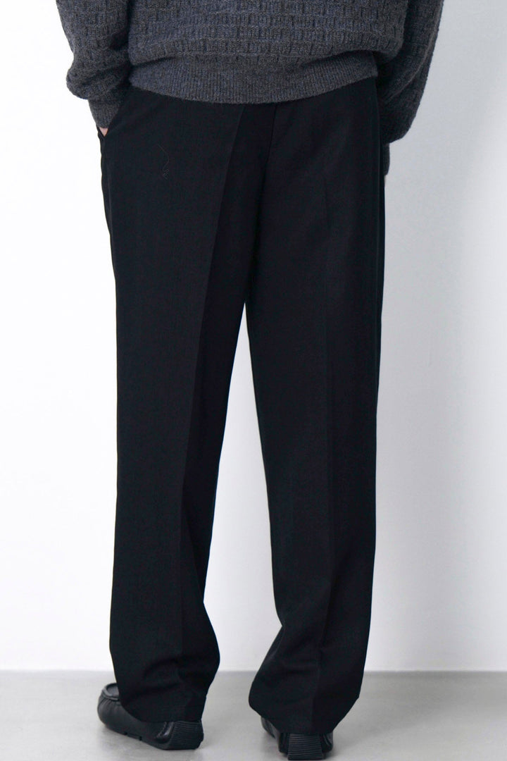 BLACK LINEN BLEND PANTS