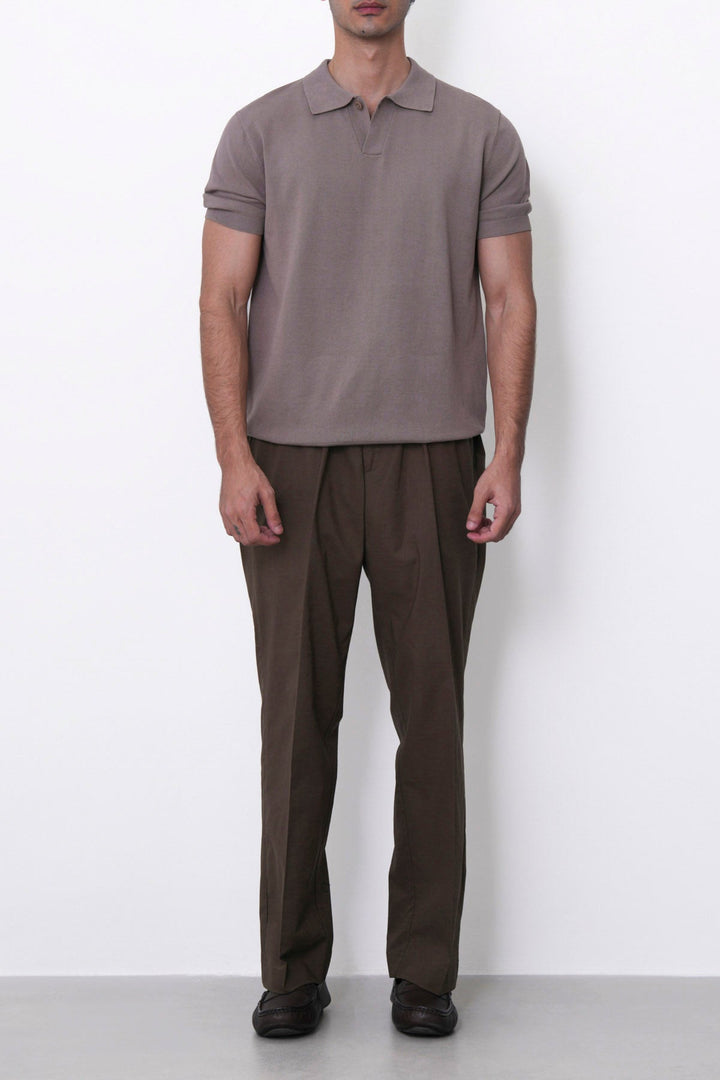 COFFEE LINEN BLEND PANTS