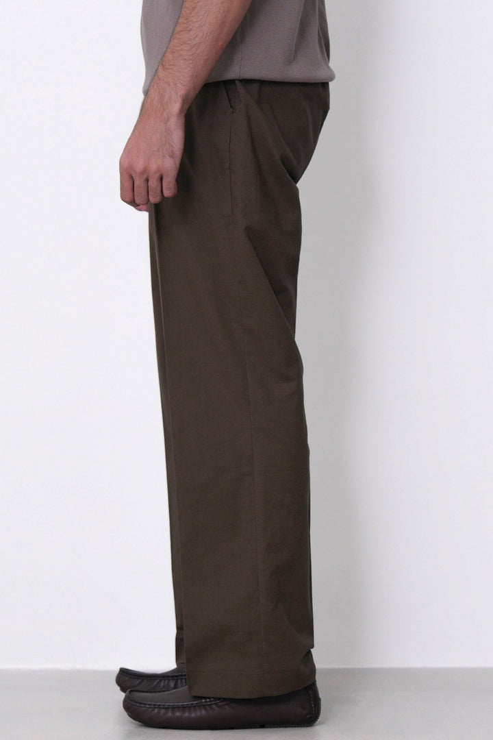 COFFEE LINEN BLEND PANTS