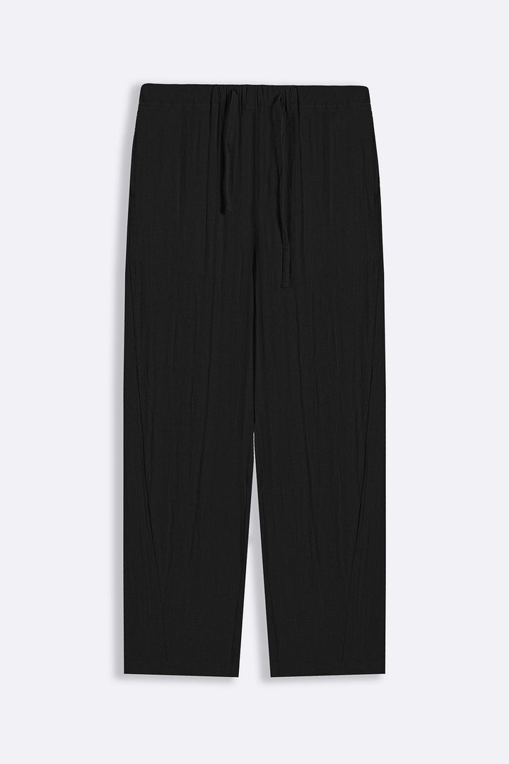 BLACK SUMMER SLUB PANTS