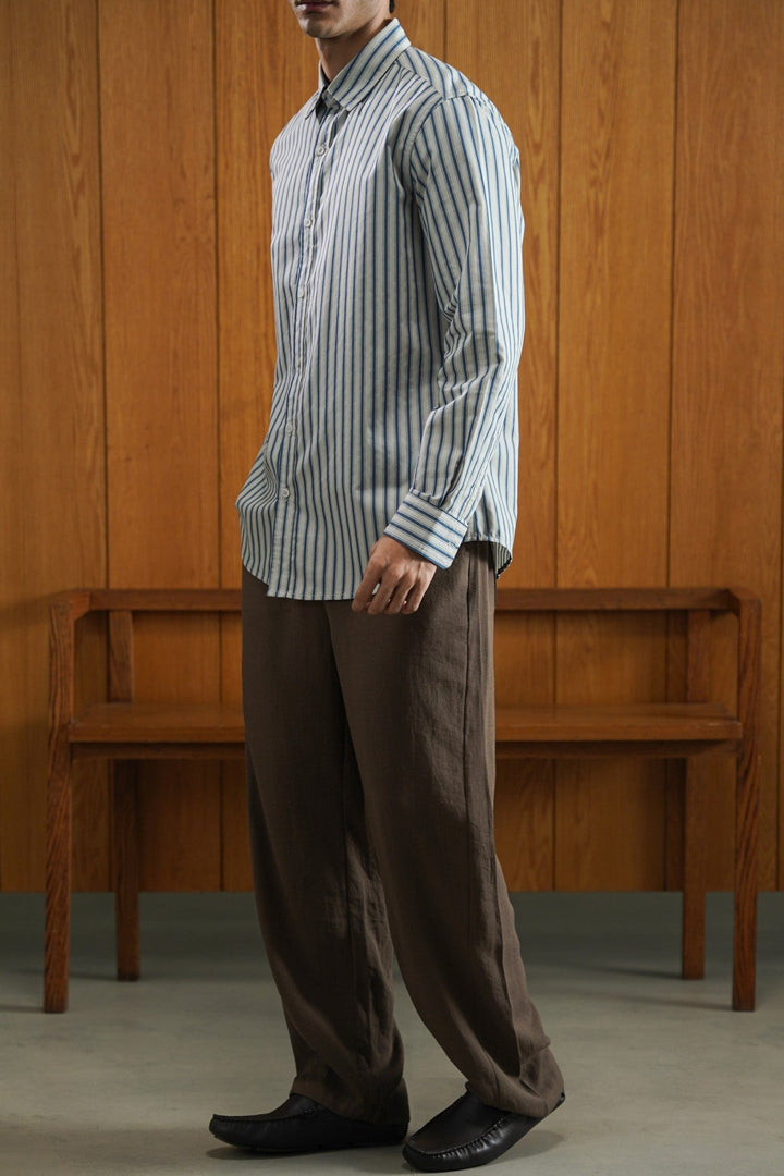 BROWN SUMMER SLUB PANTS