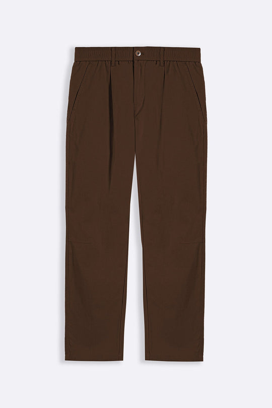 BROWN RELAXED PLEATED PANTS