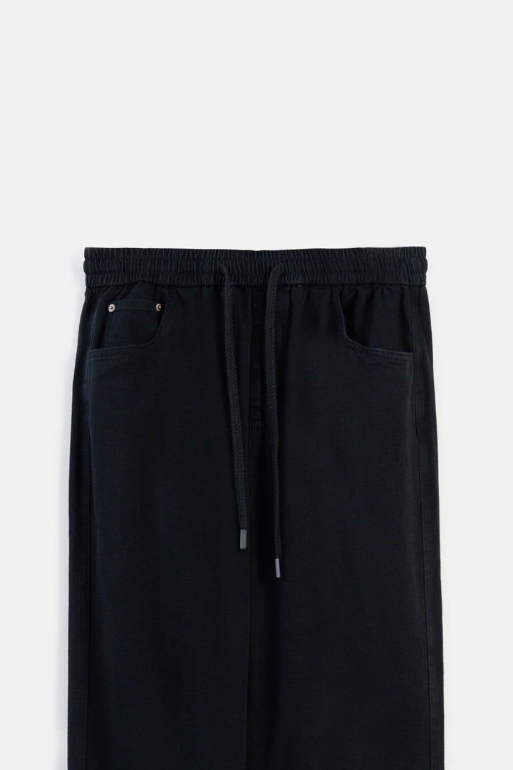 BLACK ELASTICATED WAIST JEANS