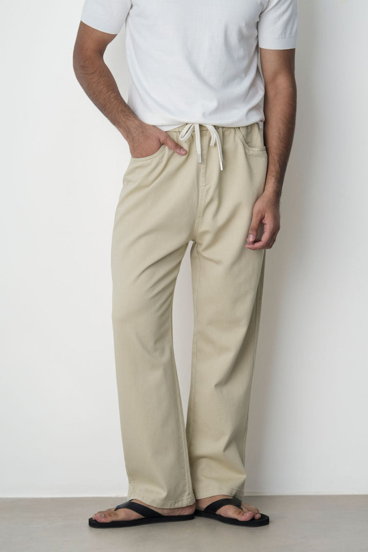 IVORY ELASTICATED WAIST JEANS