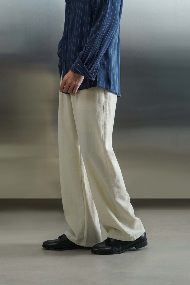 BEIGE PLEATED COMFORT PANTS