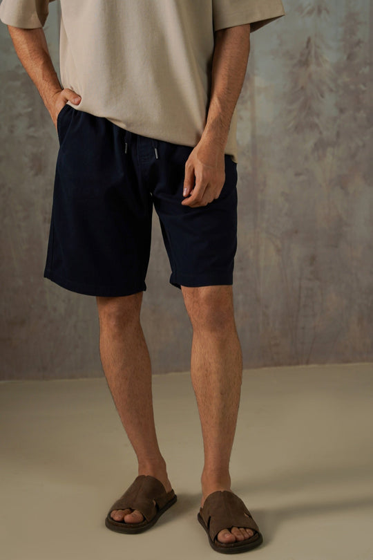 NAVY TWILL COTTON SHORTS