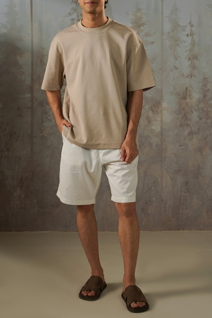 WHITE TWILL COTTON SHORTS