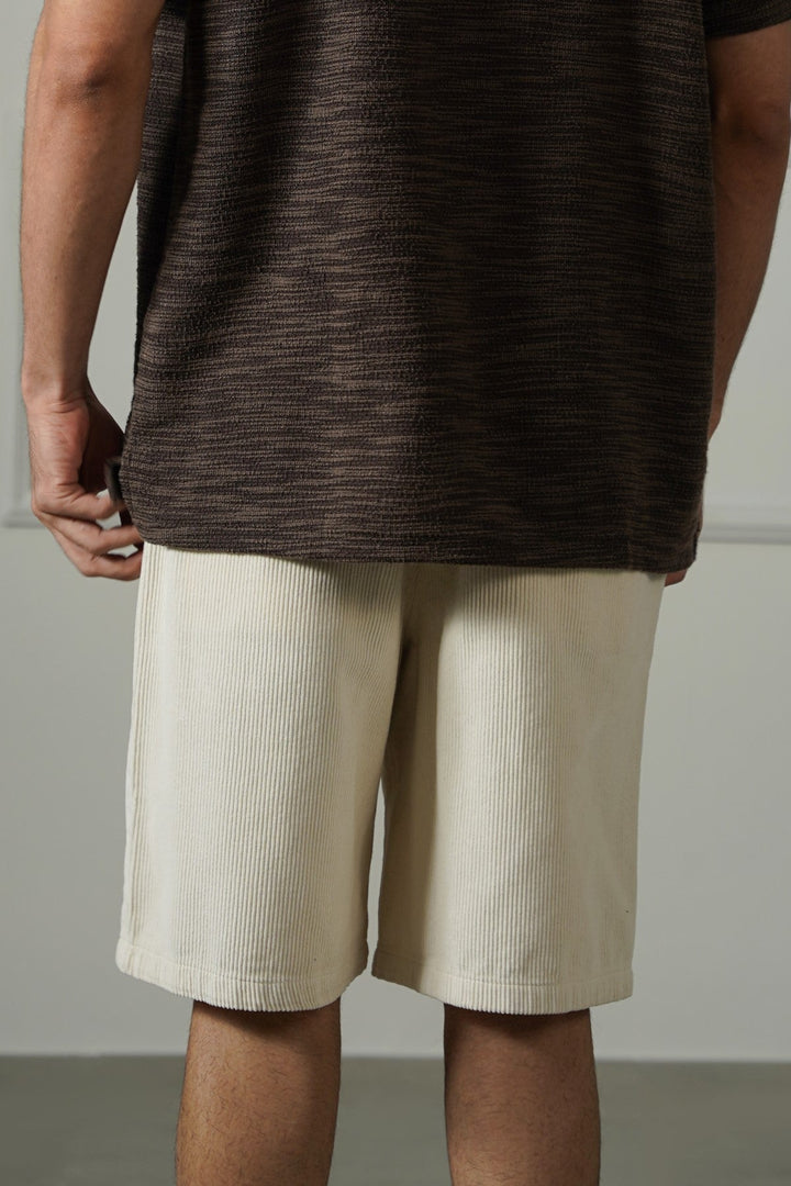 CREAM CORDUROY COTTON SHORTS