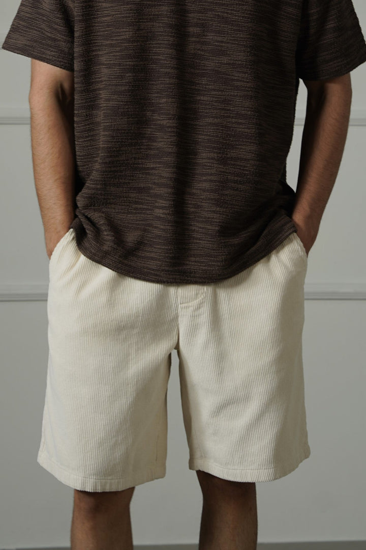 CREAM CORDUROY COTTON SHORTS