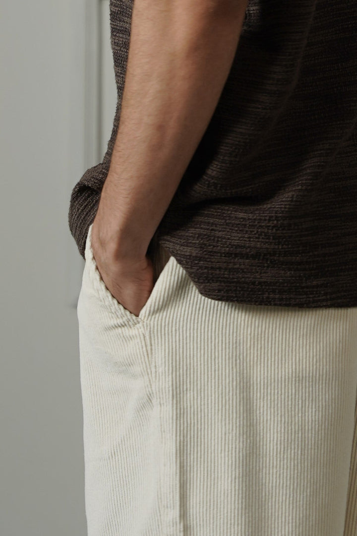 CREAM CORDUROY COTTON SHORTS
