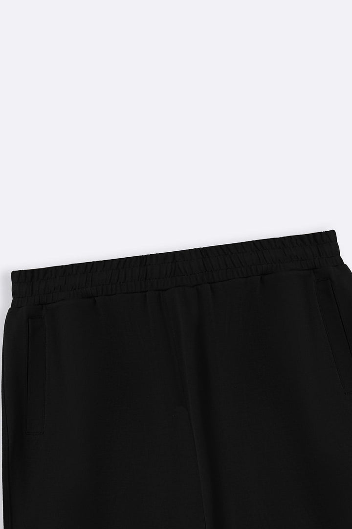 BLACK SOFT WIDE-LEG SHORTS