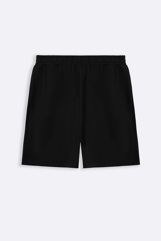 BLACK SOFT WIDE-LEG SHORTS