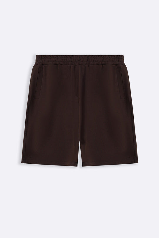 BROWN SOFT WIDE-LEG SHORTS