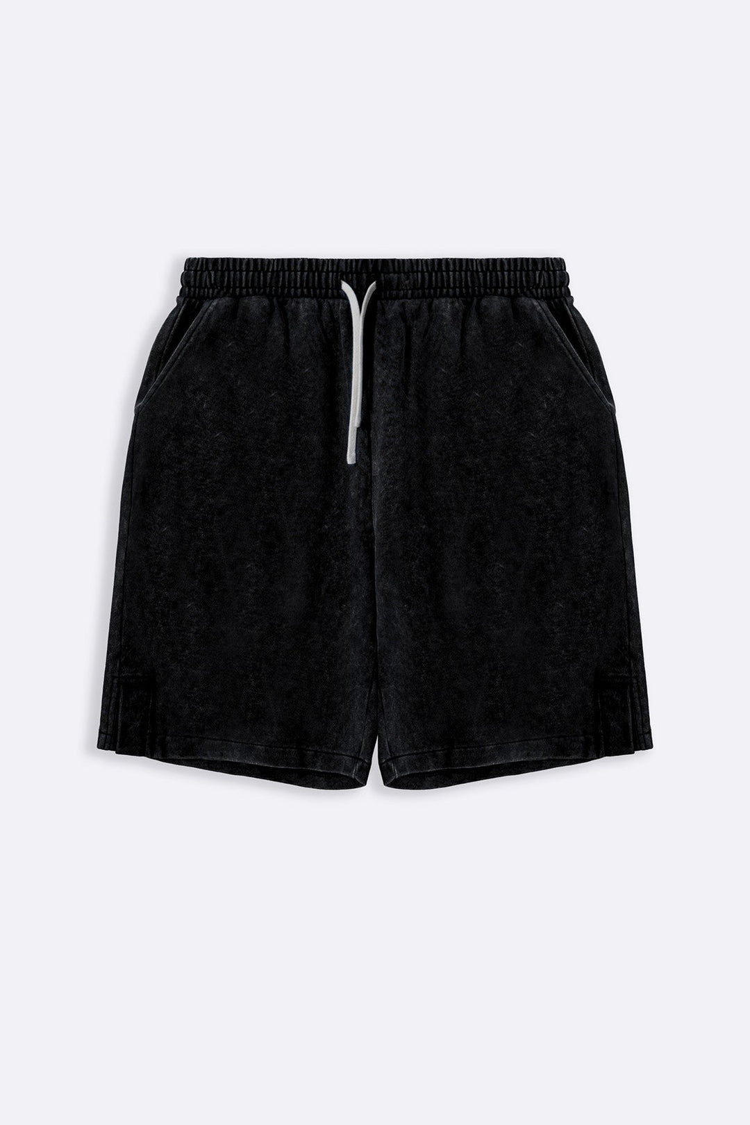 CHARCOAL WASHED EFFECT KNITTED SHORTS