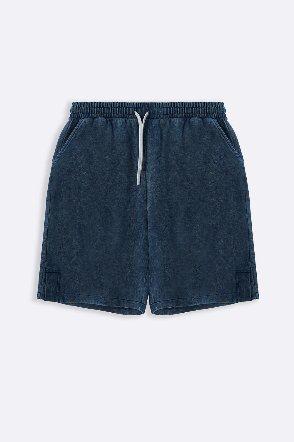 NAVY WASHED EFFECT KNITTED SHORTS