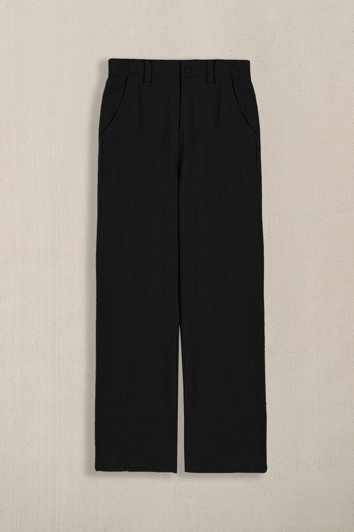BLACK POCKET TRIM PANTS