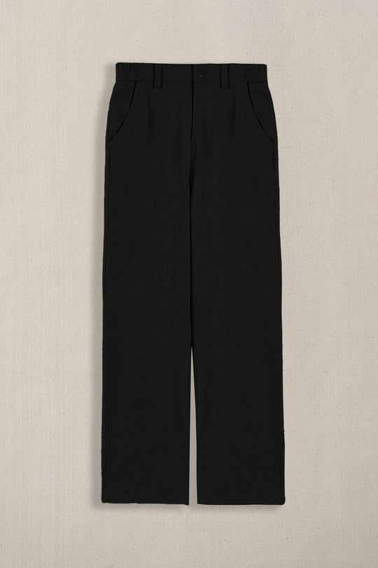 BLACK POCKET TRIM PANTS