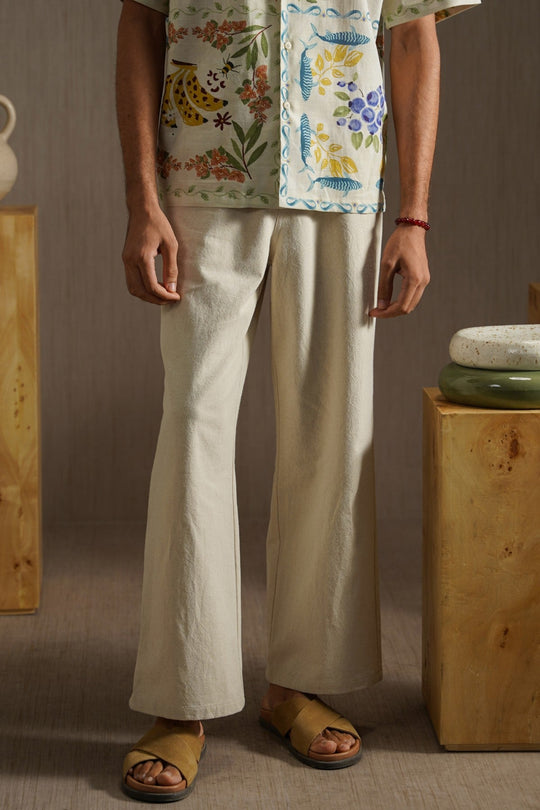ECRU POCKET TRIM PANTS