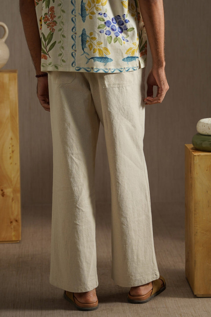 ECRU POCKET TRIM PANTS
