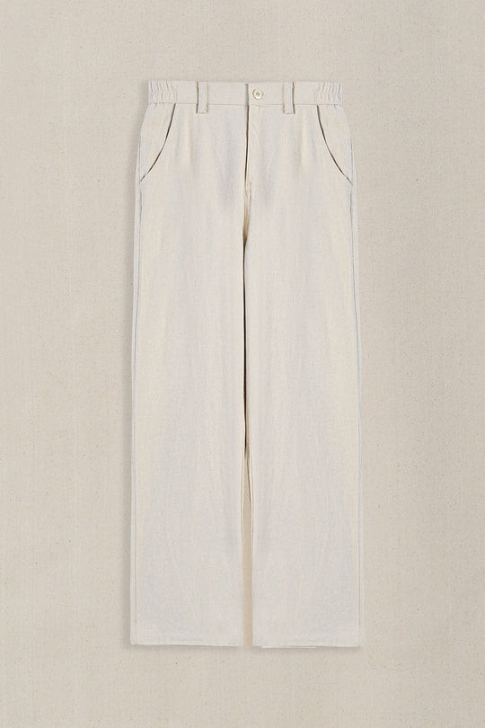 ECRU POCKET TRIM PANTS