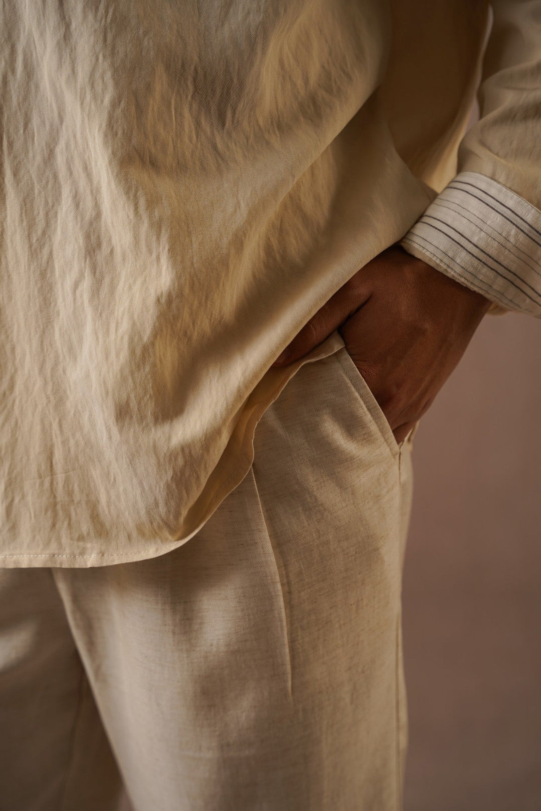 OAT WHITE MELANGE ESSENTIAL FIT TROUSERS
