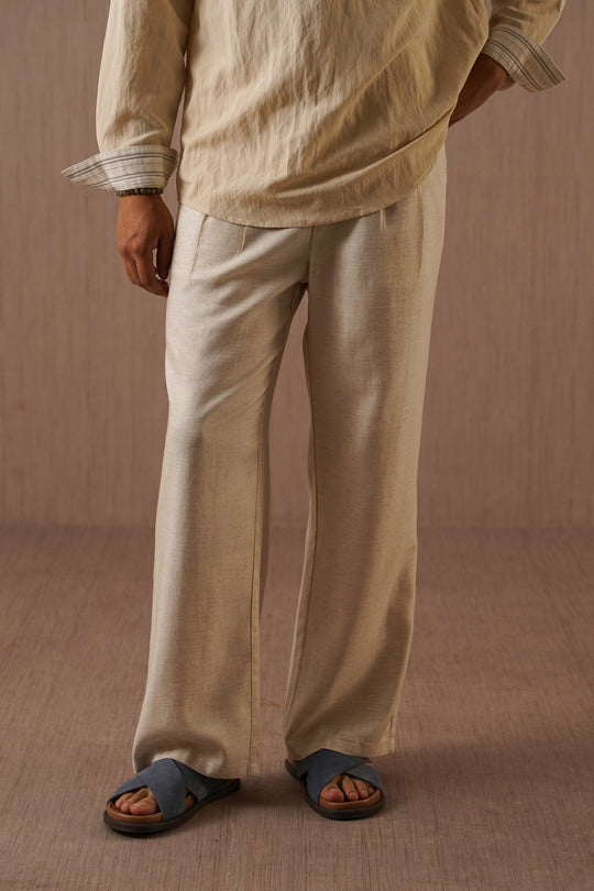 OAT WHITE MELANGE ESSENTIAL FIT TROUSERS