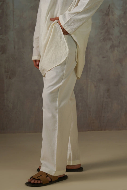 OFF WHITE TEXTURED COTTON PANTS