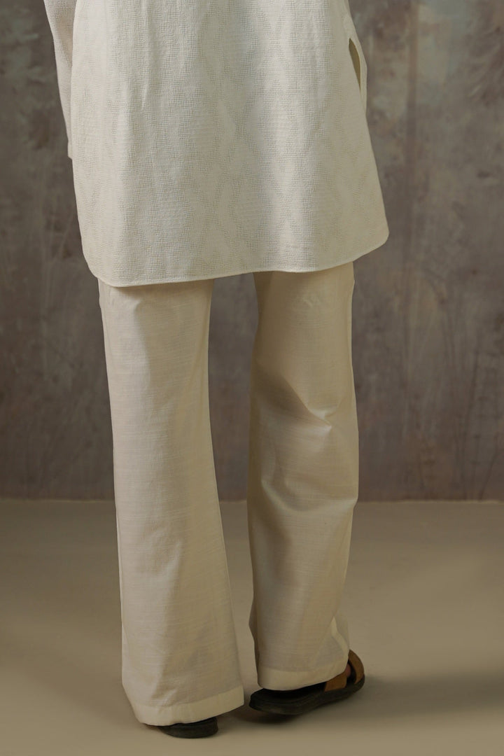 OFF WHITE TEXTURED COTTON PANTS