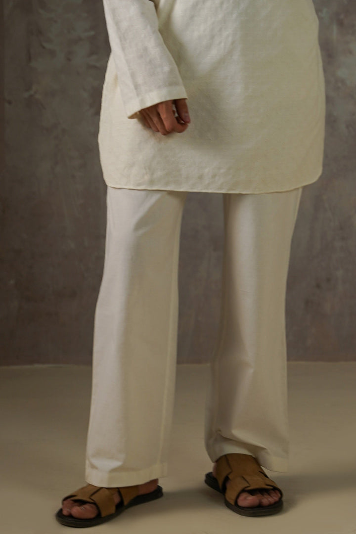 OFF WHITE TEXTURED COTTON PANTS