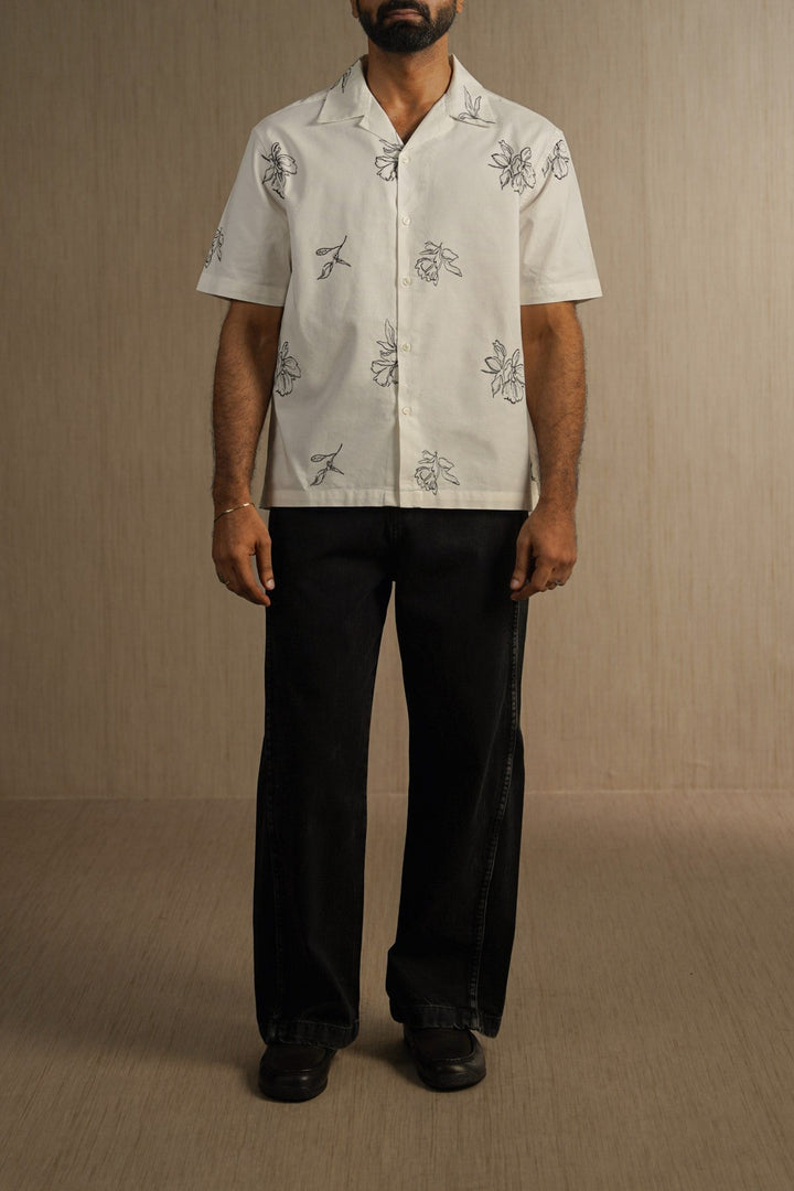 WASHED BLACKED WIDE COTTON JEANS