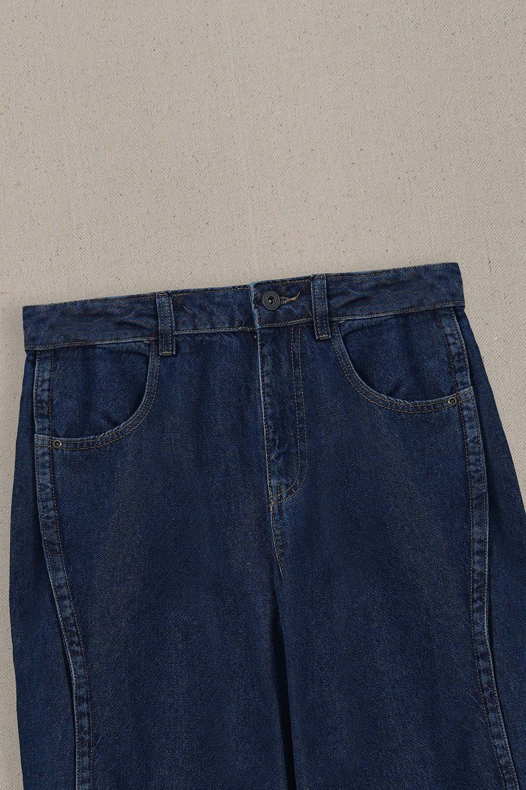 MID BLUE WIDE COTTON JEANS