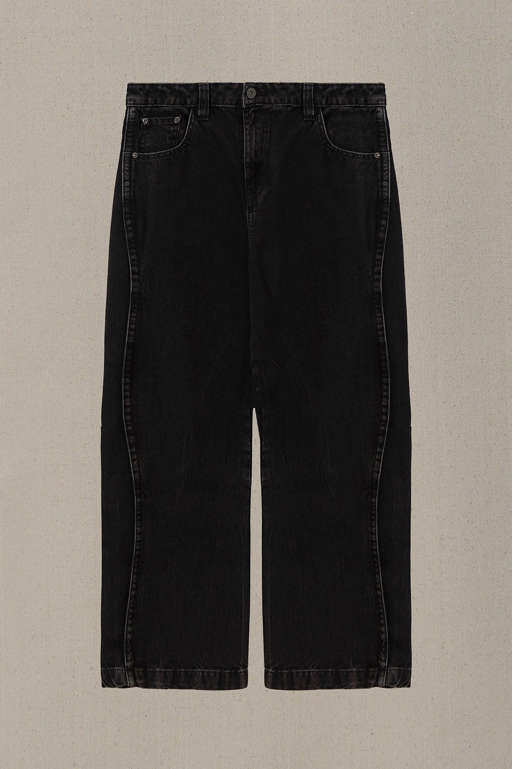 WASHED BLACKED WIDE COTTON JEANS