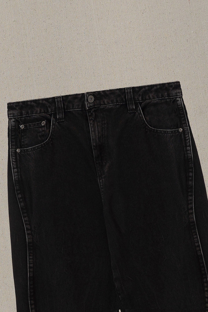 WASHED BLACKED WIDE COTTON JEANS