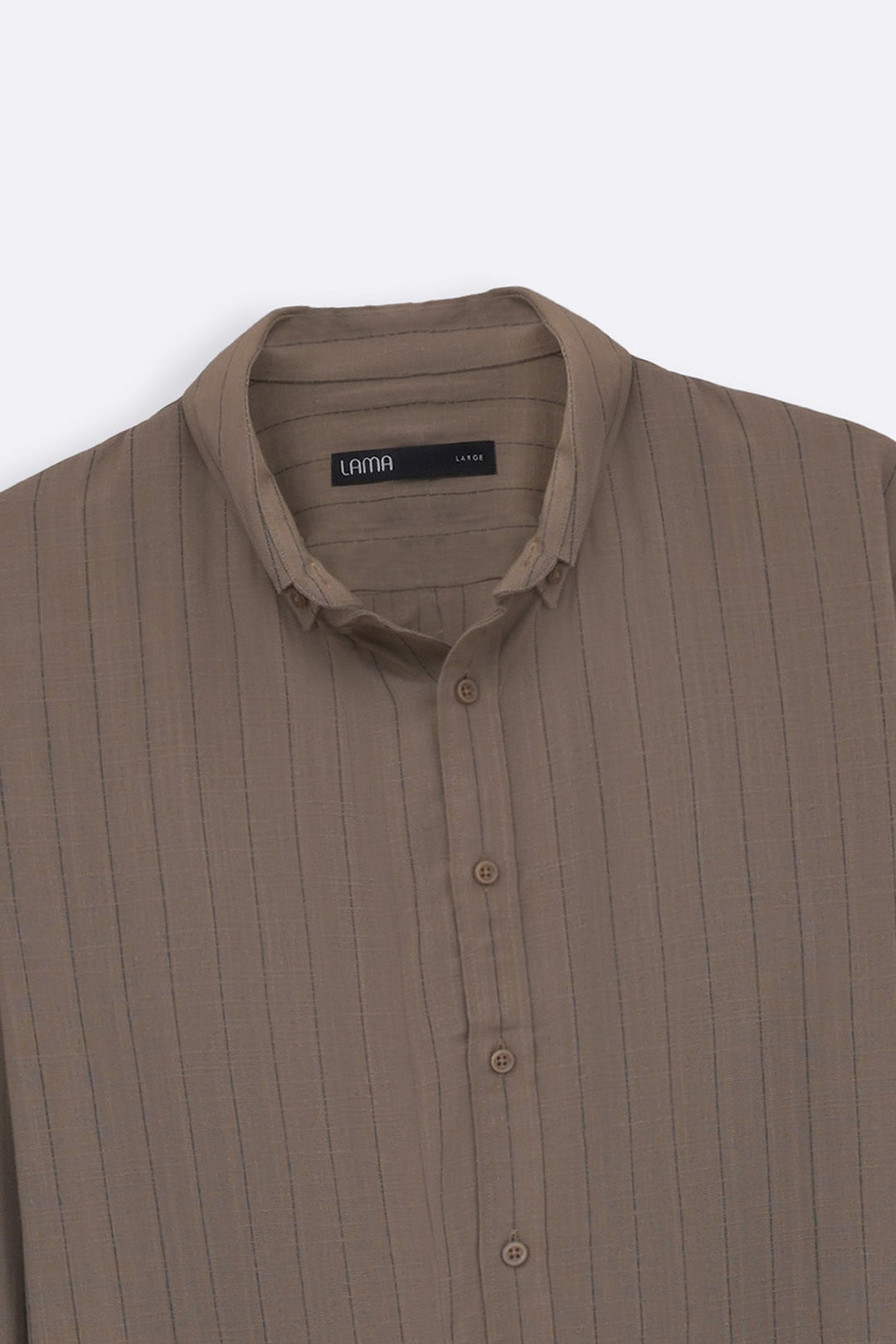 BROWN STRIPED LINEN BLEND SHIRT
