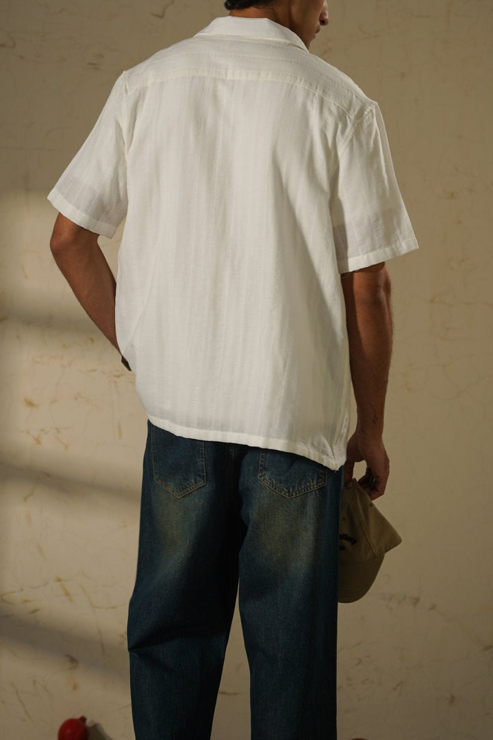 WHITE CUBAN JACQUARD SHIRT