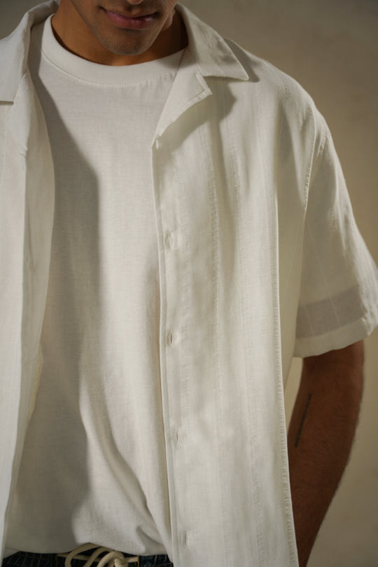 WHITE CUBAN JACQUARD SHIRT