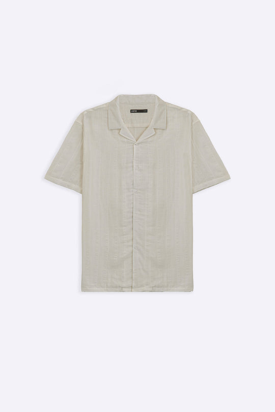 WHITE CUBAN JACQUARD SHIRT